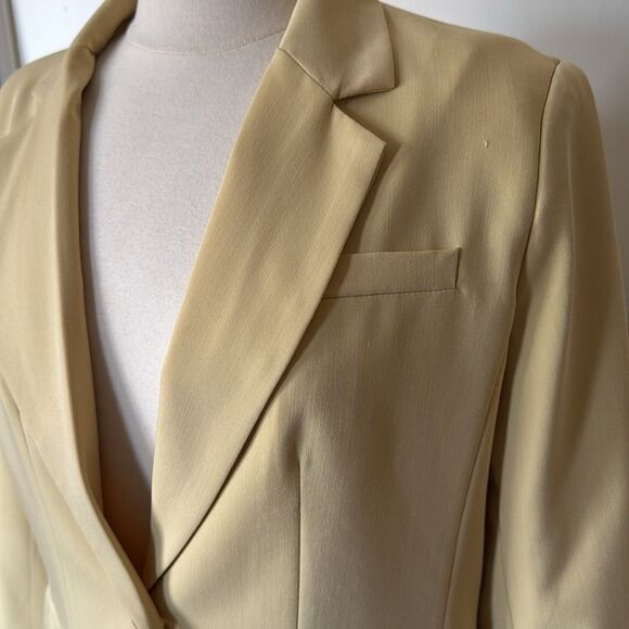 Women’s Large Light‎ Yellow Blazer Single Button Classic Tailored Jacket - Picture 7 of 12